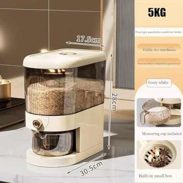 Peaoop 11LB Rice Dispenser, Large Grain Container Storage with Lid Measuring Cylinder Household Cereal Dispenser Bucket for Kitchen Soybean Corn(11lb)