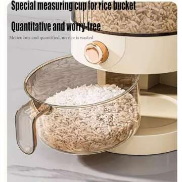 Peaoop 11LB Rice Dispenser, Large Grain Container Storage with Lid Measuring Cylinder Household Cereal Dispenser Bucket for Kitchen Soybean Corn(11lb)