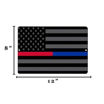 Thin Blue Red Line Flag Metal Sign for Police & Firefighters