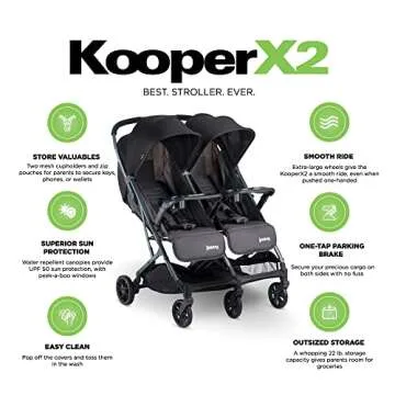 Joovy Kooper X2 Double Stroller - Smooth, Compact & Convenient