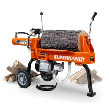 SuperHandy Log Splitter Portable Electric 14 Ton Rapid Auto Return Hydraulic Ram System Bucher Gear ...