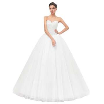 Likedpage Women's Ball Gown Bridal Wedding Dresses (US6, Ivory)