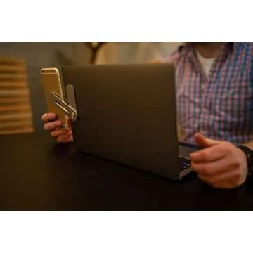 Silver Magnetic Laptop Phone Holder | Side Mount Clip Stand