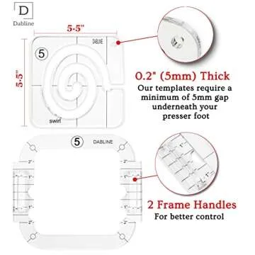 DABLINE 13 PCs Quilting Template Set Includes 8 Quilting Templates, Quilting Frame/Gloves/Stickers/Guide. Free Motion Quilting Rulers and Templates