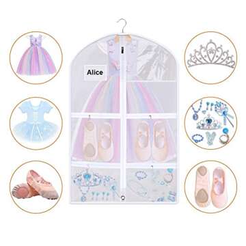 Guang zhou Dong Pu Tai Mao Yi You Xian Gong Si 3 PCS Garment Bags for Dance Costumes, 50 Inch Garment Bags for Hanging Clothes with 7 Zipper Pockets, Clear Garment Bag