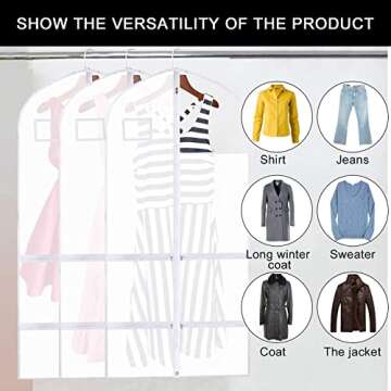 Guang zhou Dong Pu Tai Mao Yi You Xian Gong Si 3 PCS Garment Bags for Dance Costumes, 50 Inch Garment Bags for Hanging Clothes with 7 Zipper Pockets, Clear Garment Bag