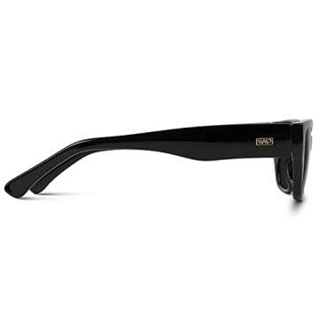 WearMe Pro - Thick Rectangular Trendy Women Sunglasses (Black Frame/Black Lens)