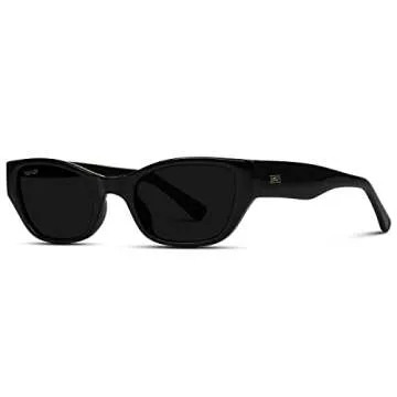 WearMe Pro - Thick Rectangular Trendy Women Sunglasses (Black Frame/Black Lens)