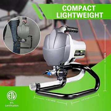 PHALANX Airless Paint Sprayer, 7/8HP 780W High Efficiency Airless Stand Sprayer, 3000PSI Electric Paint Sprayer with Cleaning Kits for Painting Home Interior Exterior Walls, Ceiling, Fence, Cabinet