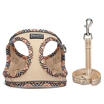 Mercano Soft Mesh Dog Harness and Leash Set, No-Chock Step-in Reflective Breathable Lightweight Easy...