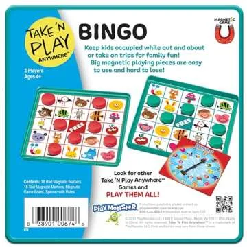 PlayMonster Take N Play Anywhere Bingo - Magnetic Pieces in Magnetic Travel Friendly Tin for Fun on the Go- For Ages 4+