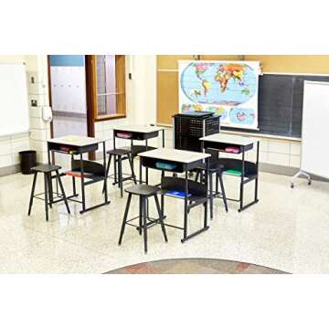 Safco 8922BL Scoot Multi-Purpose Lectern with Adjustable Shelving Wire Storage Mobile on 4 Casters D...