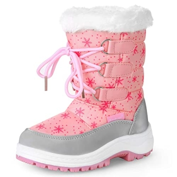 Apakowa Kids Girls Insulated Fur Winter Warm Snow Boots (Toddler/Little Kid) (Color : Pink, Size : 5...