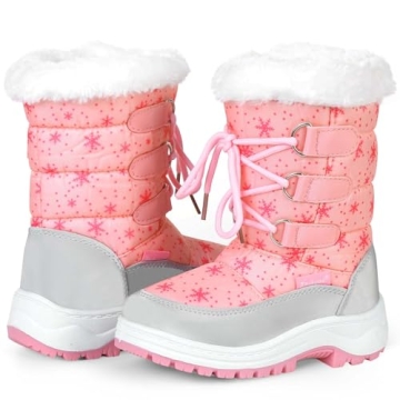 Apakowa Kids Girls Insulated Fur Winter Warm Snow Boots (Toddler/Little Kid) (Color : Pink, Size : 5 M US Toddler)