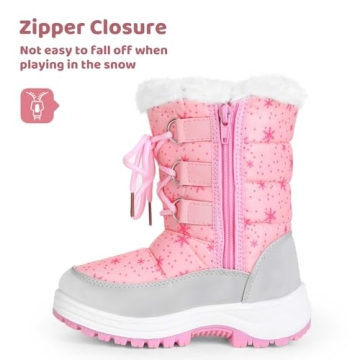 Apakowa Kids Girls Insulated Fur Winter Warm Snow Boots (Toddler/Little Kid) (Color : Pink, Size : 5 M US Toddler)