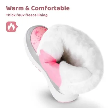 Apakowa Kids Girls Insulated Fur Winter Warm Snow Boots (Toddler/Little Kid) (Color : Pink, Size : 5 M US Toddler)