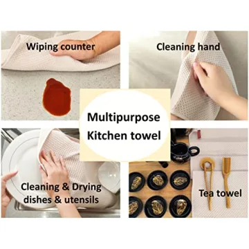 ANEWAY 100% Cotton Kitchen Towels Extra Absorbent 6 Pack