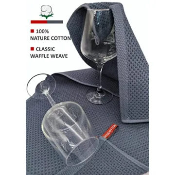 ANEWAY 100% Cotton Kitchen Towels Extra Absorbent 6 Pack