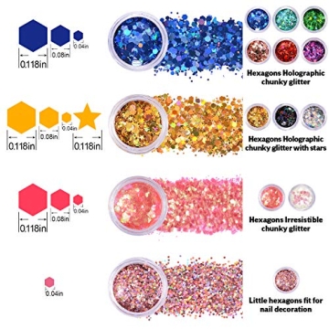 Warmfits Holographic Glitter Set 12 Colors for Face Body Nail