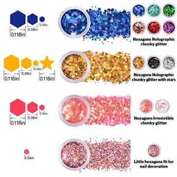 Warmfits Holographic Glitter Set 12 Colors for Face Body Nail