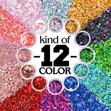 Warmfits Holographic Glitter Set 12 Colors for Face Body Nail