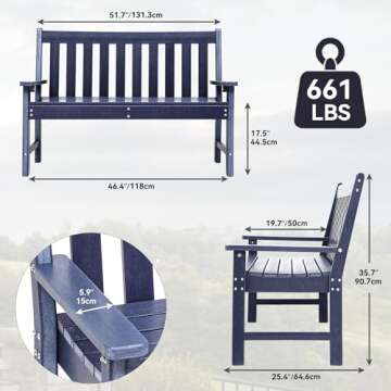 YITAHOME Garden Bench - All Weather & Stylish Outdoor Seat