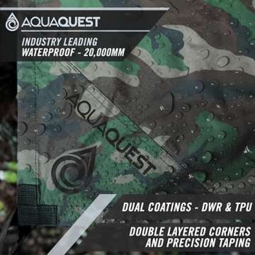 AquaQuest Defender Camping Tarp - Heavy Duty Tent Shelter or Rain Fly - Waterproof Camping Essential...