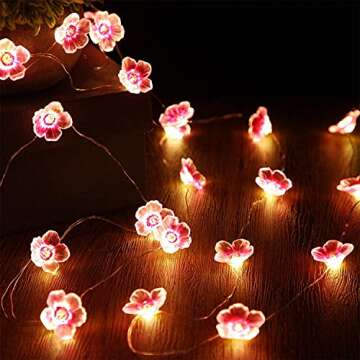 Mudder 13FT 40 LEDs USB Battery Cherry Blossom Lights