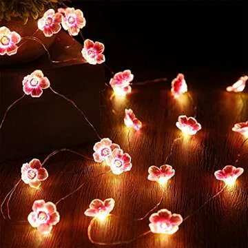 Mudder 13FT 40 LEDs USB Battery Cherry Blossom Lights