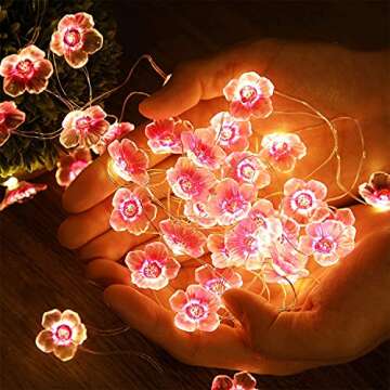 Mudder 13FT 40 LEDs USB Battery Cherry Blossom Lights