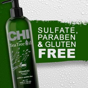 CHI Tea Tree Oil Shampoo, Strengthening Shampoo For Gently Cleansing Hair & Removing Impurities, Sulfate, Paraben, & Cruelty-Free, 11.5 Oz