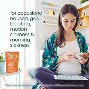 UpSpring Stomach Settle Drops for Occasional Nausea Relief and Morning Sickness with Ginger, Lemon, Spearmint, and B6. Individually Wrapped Drops, 55 Ct(Packaging May Vary)