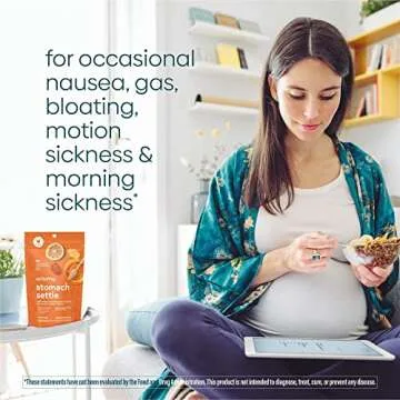 UpSpring Stomach Settle Drops for Occasional Nausea Relief and Morning Sickness with Ginger, Lemon, Spearmint, and B6. Individually Wrapped Drops, 55 Ct(Packaging May Vary)