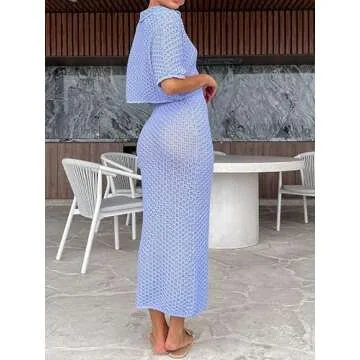 Chic Women's Crochet Knit 2 Piece Skirt Set for Summer