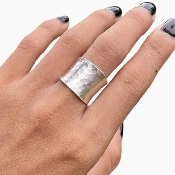 Elegant Hammered Sterling Silver Adjustable Ring for Women