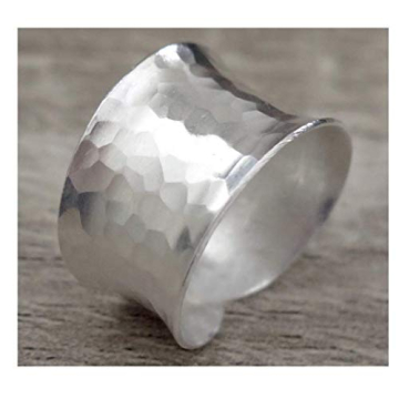 Elegant Hammered Sterling Silver Adjustable Ring for Women