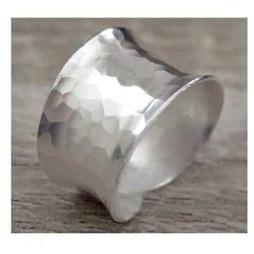 Elegant Hammered Sterling Silver Adjustable Ring for Women
