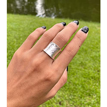 Elegant Hammered Sterling Silver Adjustable Ring for Women