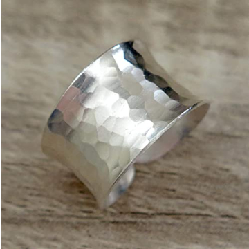 Elegant Hammered Sterling Silver Adjustable Ring for Women