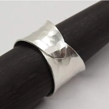 Elegant Hammered Sterling Silver Adjustable Ring for Women