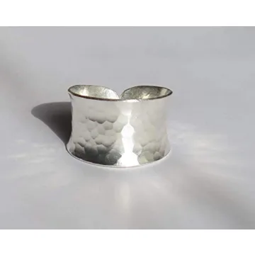 Elegant Hammered Sterling Silver Adjustable Ring for Women