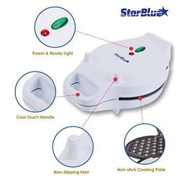 Hong Kong Egg Waffle Maker by StarBlue with BONUS recipe e-book - Make Hong Kong Style Bubble Egg Wa...