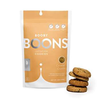 Booby Boons Lactation Cookies, Caramel Crunch, Pack of 3 Bags - 12 Cookies per 6oz - Wheat Free, Soy...