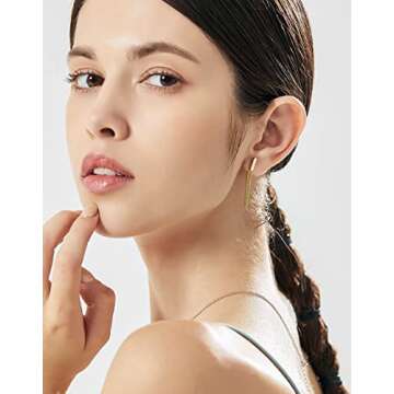 Reffeer 925 Sterling Silver Stud Earrings Minimalist Bar Earrings with Chain Dangle Earrings For Wom...