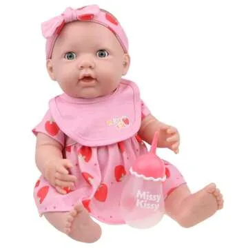 JC Toys Missy Kissy Kiss & Care Nursery | Drink & Wet Interactive Doll Gift Set