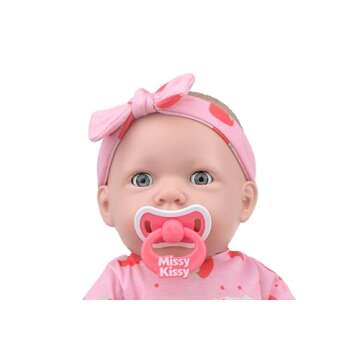 JC Toys Missy Kissy Kiss & Care Nursery | Drink & Wet Interactive Doll Gift Set