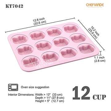 CHEFMADE Hello Kitty Cake Pan, 12-Cavity Non-Stick Cat-Shaped Muffin Bakeware Cupcake Pan for Oven Baking (Pink)