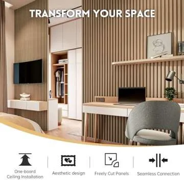 RITOLLO Wood Panels for Wall, 94.5"×11" Acoustic Wall Panels for Interior Decor, 3D Wood Slat Sound Absorbing Wooden Paneling for Living Room Bedroom, Walnut 2 Pack