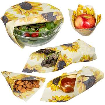 Reusable Beeswax Food Wrap Assorted 3 Pack, Eco Friendly Biodegradable Food Wraps, Sustainable Plast...