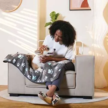 Luciphia 1 Pack 3 Blankets Fluffy Premium Fleece Pet Blanket Flannel Paw Printed Throw for Dog Cat(S...